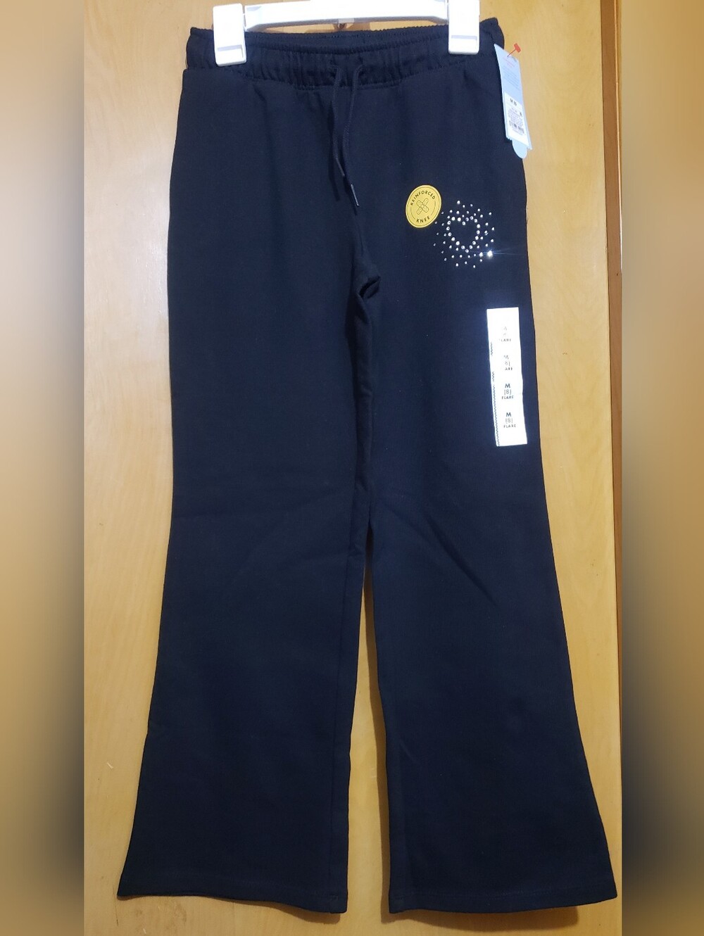 Cat & Jack Black Flare Sweatpants with Rhinestone Heart